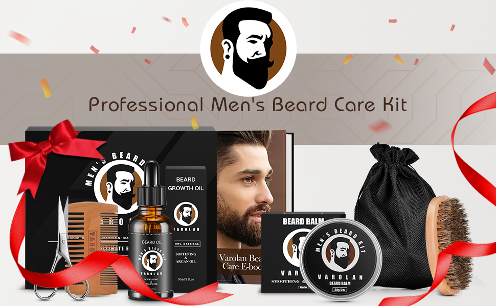 MEN'S BEARD KIT-Unique beard care set, beard men's gift set for boyfriend, husband, father, grandfather, brother, fiance.Contents :Beard Oil*1-30ml/1 fl.oz,Beard Balm*1,60g/2oz ,Beard Comb*1,Beard Brush*1, Beard Scissors*1,Storage Bag*1,E-BOOK*1